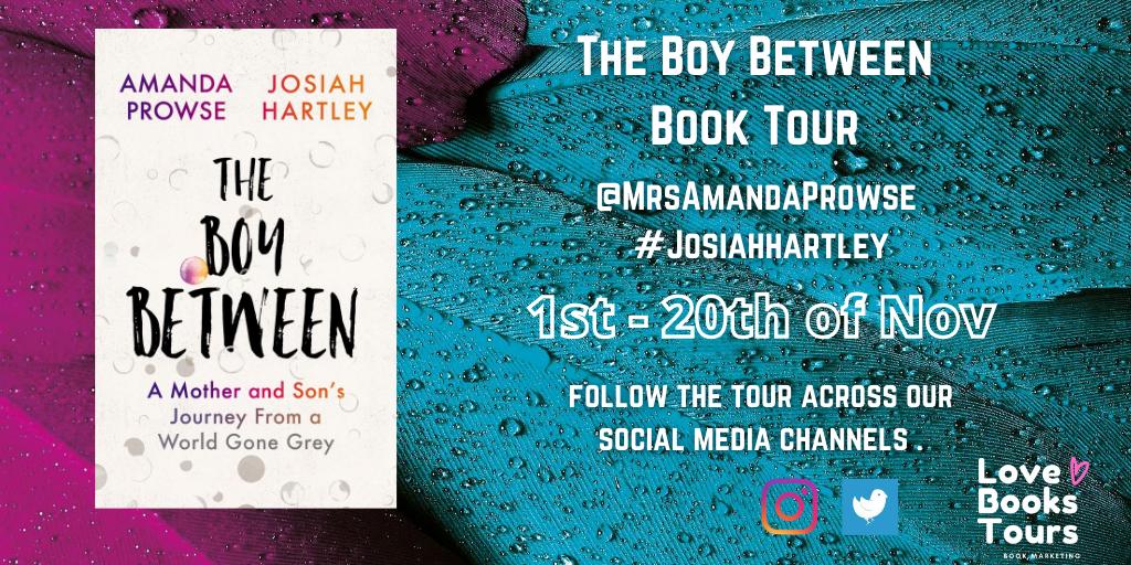 Poster advertising the book tour for The Boy between, featuring the book cover and the relevant dates